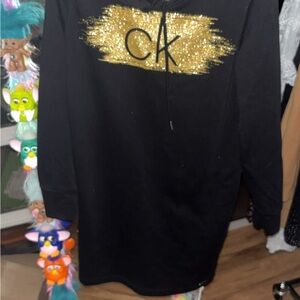 Calvin Klein Black Sweatshirt with Glittering Gold CK